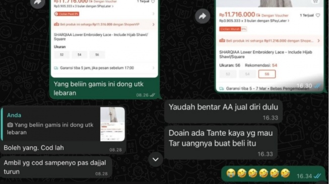 Tren minta belikan abaya Rp11 juta ke suami. (Threads)