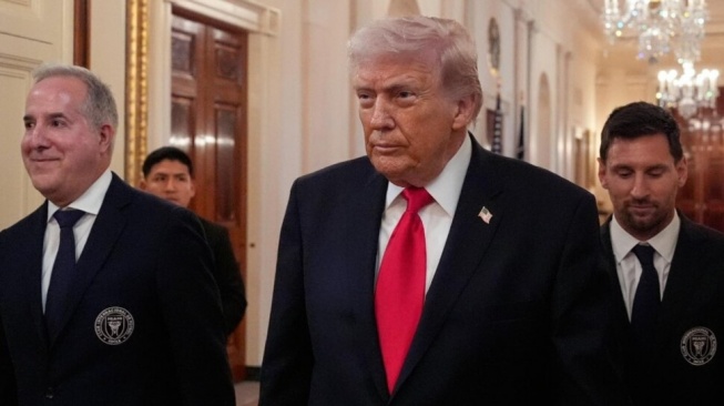 Pemilik Inter Miami, Jorge Mas (kiri) bersama Donald Trump dan Lione Messi [Instagram]