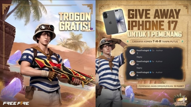 48 Kode Redeem FF Terbaru 8 Maret 2026: Dapatkan iPhone 17 dan Skin Trogon Merah Gratis