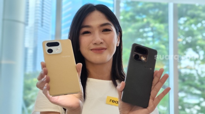 Peluncuran realme 16 Pro+ 5G di Jakarta, Selasa (10/3/2026). [Suara.com/Dythia]