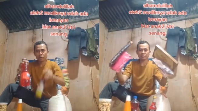 Bapak Ini Pamer Oleh-Oleh Buat Dibawa Mudik, Bikin Publik Iba hingga Kumpulkan Bantuan