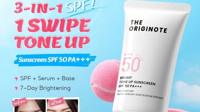 The Originote Bright Tone Up Sunscreen SPF 50 PA+++ (Shopee)