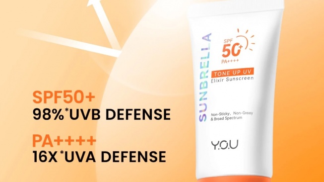 YOU Sunbrella Tone Up UV Elixir Sunscreen SPF 50+ PA++++ (Shopee)