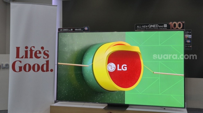 LG QNED86 TV premium diperkenalkan di Jakarta, Kamis (12/3/2026). [Suara.com/Dythia]
