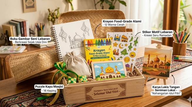 Ilustrasi Hampers Seni Interaktif (Gemini AI)