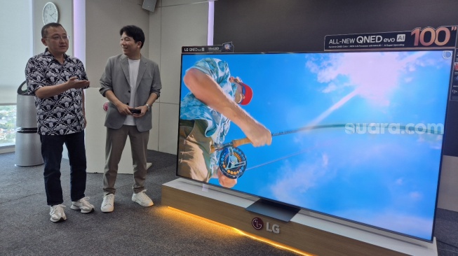LG QNED86 TV premium diperkenalkan di Jakarta, Kamis (12/3/2026). [Suara.com/Dythia]