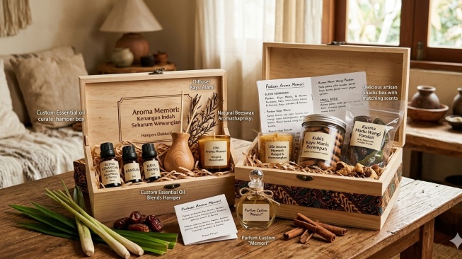 Ilustrasi Hampers Aroma Memori (Gemini AI)