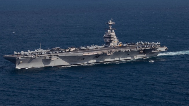 Rudal Kiamat Iran Belum Meluncur, Kapal Induk Terbesar Amerika Serikat USS Gerald R Ford Terbakar
