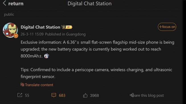 Bocoran hp flagship Honor. [Weibo]