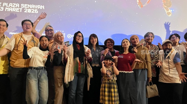 Acara Nobar film Pelangi di Mars bersama di Senayan, Jakarta Pusat pada Jumat, 13 Maret 2026 [Suara.com/Rena Pangesti]