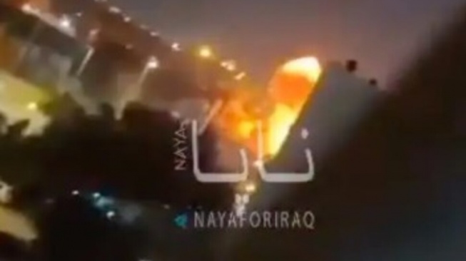 Kedutaan Amerika Serikat di Baghdad menjadi sasaran serangan drone dan roket pada Selasa (17/3) dini hari waktu setempat. [Tangkap layar X]