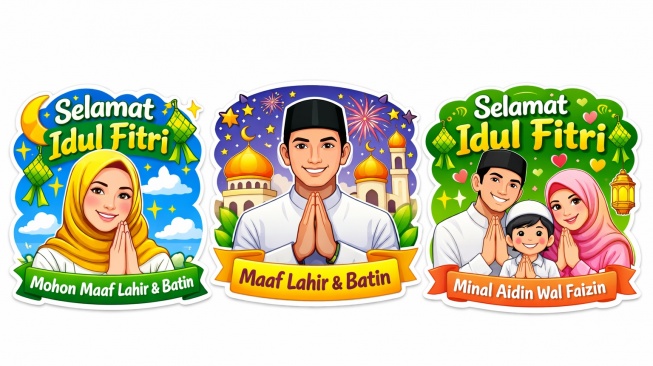 Stiker WhatsApp Idulfitri. [Gemini AI]
