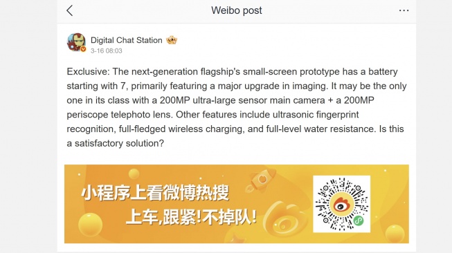 Bocoran Xiaomi 18. [Weibo] 