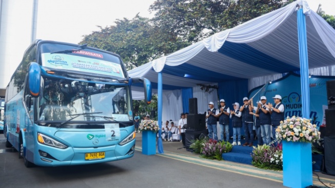 Direktur Utama Pupuk Indonesia, Rahmad Pribadi melepas Mudik Gratis BUMN 2026 di Kantor Pusat Pupuk Indonesia, Jakarta (18/3/2026) (Dok: Pupuk Indonesia)