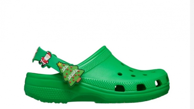 CROCS Classic Holiday Icons Lights Backstrap Kids Clog &ndash; Grass Green