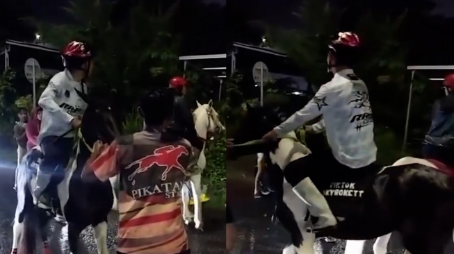 Anti Mainstream, Warga Cirebon Balap Kuda di Jalanan Sambil Tunggu Sahur