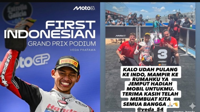 Cetak Sejarah di Moto3, Veda Ega Pratama Dapat 'Saweran' Mobil dari Keluarga Haji Isam