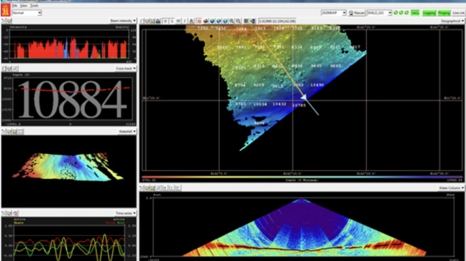 Peta laut dalam yang dibuat China melalui lapal Dong Fang Hong. Kapal ini diduga tak hanya melakukan riset, tapi juga membuat peta laut dalam di Samudera Hindia, Pasifik, hingga Arktik untuk persiapan perang melawan kapal selam Amerika Serikat. [Ocean University of China] 