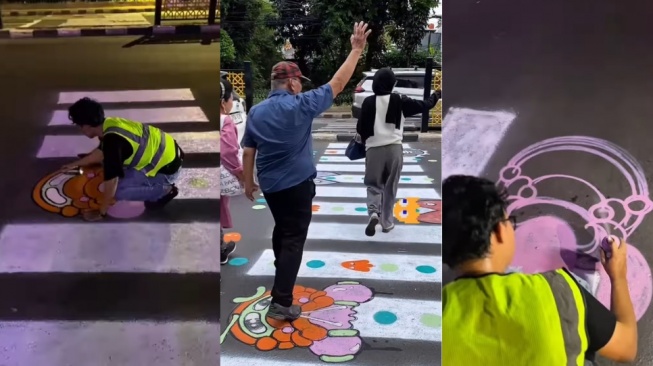 Yuk, Tonton Konten Kreator Ijoeel Sulap Zebra Cross di Pancoran Jadi Gambar Estetik