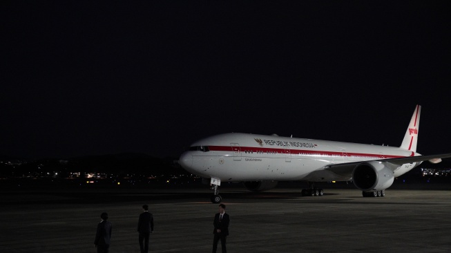 Pesawat Kepresidenan mendarat di Seoul Air Base (Seongnam Airbase), Korea Selatan, pada Selasa (31/3/2026).