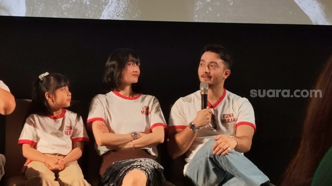 Bryan Domani saat konferensi pers di Senayan, Jakarta Pusat pada Rabu, 1 April 2026. [Suara.com/Rena Pangesti]