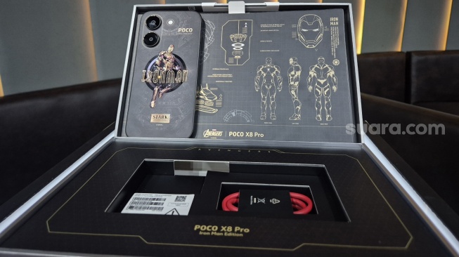 Peluncuran Poco X8 Pro Iron Man Edition di Jakarta, Kamis (2/4/2026). [Suara.com/Dythia]