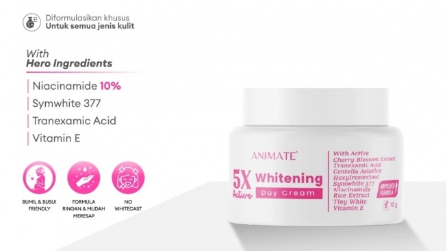 Animate 5X Active Whitening Day Cream (Shopee/Animate Official Shop)
