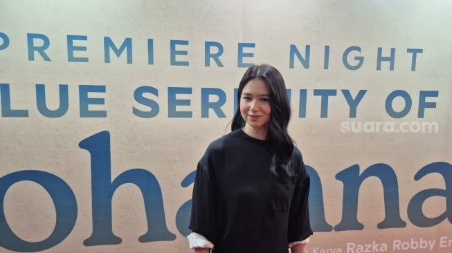 Laura Basuki, bintang film Yohanna saat konferensi pers di Senayan, Jakarta Pusat pada Jumat, 3 April 2026 [Suara.com/Rena Pangesti]