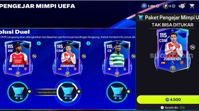Kartu Pengejar Mimpi UEFA FC Mobile. (Suara.com/ Rezza Rachmanta)