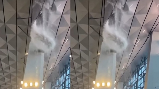 Viral! Atap Terminal 3 Soetta Jebol Diterjang Hujan Deras, Penumpang Panik Berhamburan