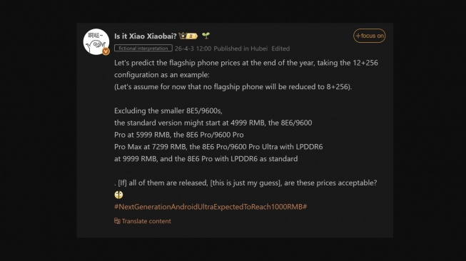 Bocoran kenaikan harga Xiaomi 18. [XiaomiTime]