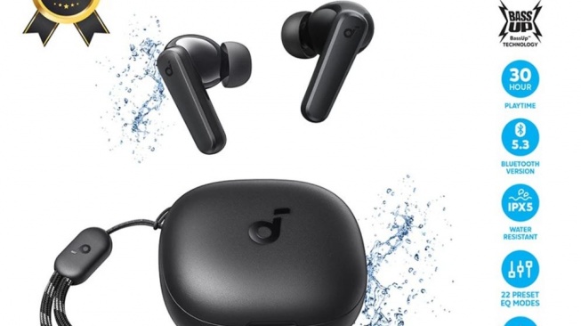 Ilustrasi rekomendasi TWS dengan bass mantap. (Shopee/Anker Authorized Store Medan)
