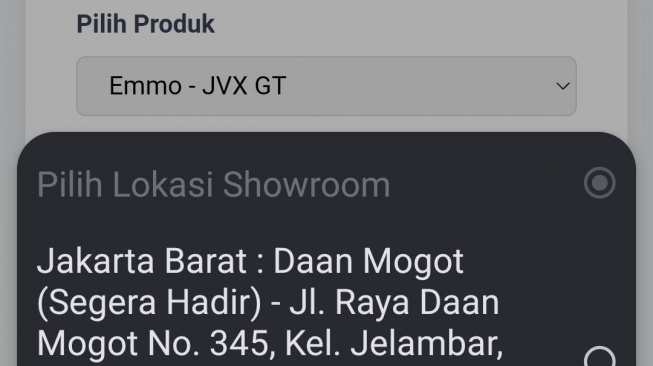 Penelusuran laman perusahaan motor listrik yang menyediakan Emmo JVX GT. (Foto: Tangkapan Layar)