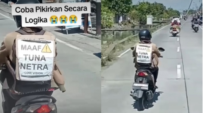 Viral Tuna Netra Berkendara di Jalan Raya