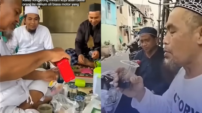 Viral Aksi Nyeleneh Pria Pakai Baju Muslim Minum Oli Mesin di Makassar, MUI Sulsel: Itu Haram!