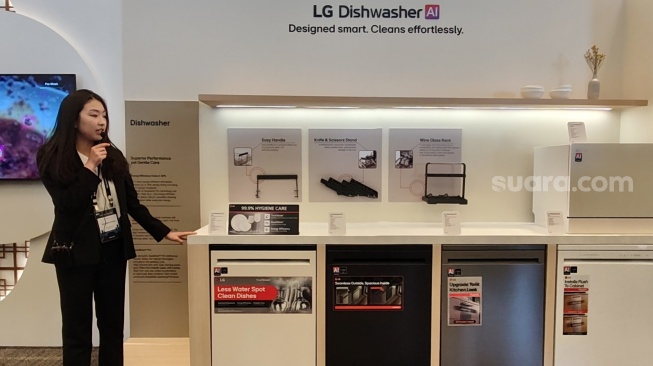 Deretan mesin cuci piring LG dalam ajang LG InnaFest 2026 APAC di Busan, Korea Selatan, belum lama ini. [Suara.com/Dythia]