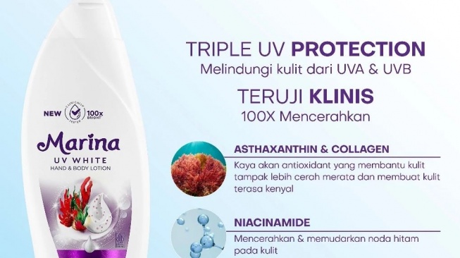Body Lotion Marina untuk Mencerahkan Kulit. (Shopee)