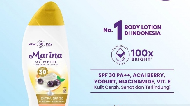 Body Lotion Marina untuk Mencerahkan Kulit. (Shopee)
