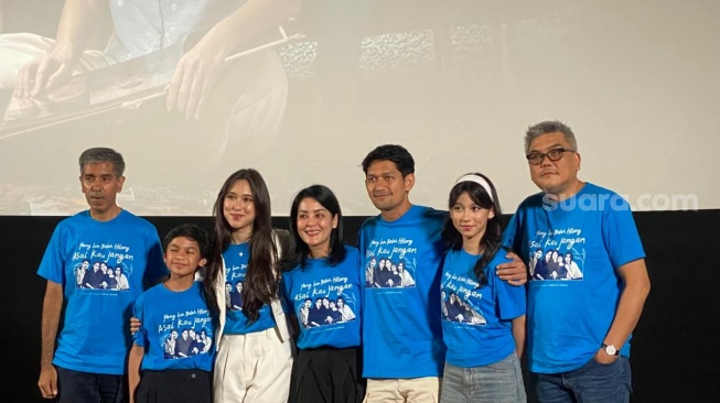 Konferensi pers film Yang Lain Boleh Hilang Asal Kau Jangan di kawasan Senayan, Jakarta Pusat pada Senin, 13 April 2026 [Suara.com/Tiara Rosana].
