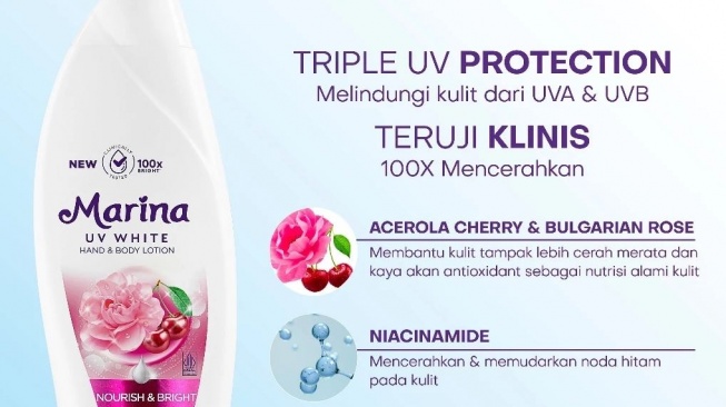 Body Lotion Marina untuk Mencerahkan Kulit. (Shopee)