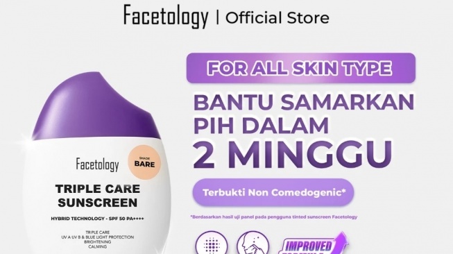 Facetology Triple Care Sunscreen Tinted SPF 50 PA++++ (Shopee)