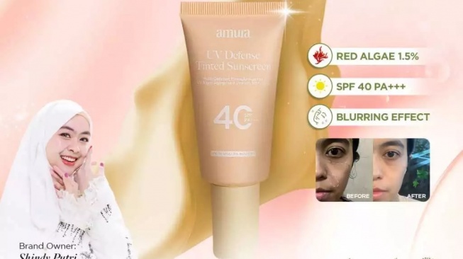 Amura UV Defense Tinted Sunscreen SPF 40 PA+++ (Shopee)