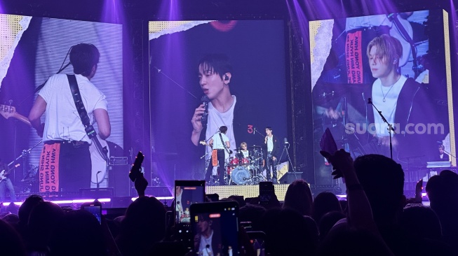 Band asal Korea Selatan, CNBLUE sukses menggelar konser di ICE BSD, Tangerang pada Sabtu, 18 April 2026 [Suara.com/Sumarni]