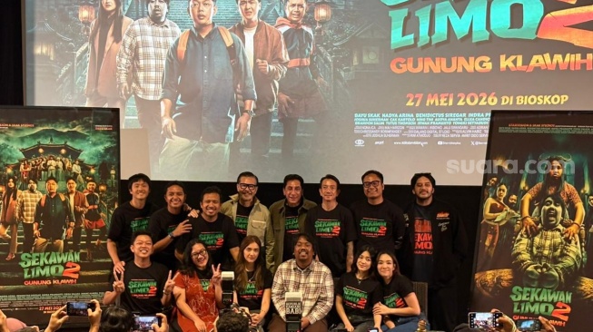 Jumpa pers film Sekawan Limo 2: Gunung Klawih yang digelar di kawasan Menteng, Jakarta Pusat pada Senin, 20 April 2026 [Suara.com/Tiara Rosana].