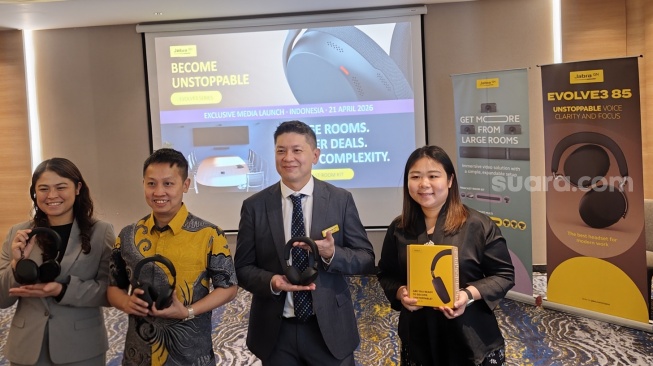 Peluncuran Jabra Evolve3 85 dan Jabra PanaCast Room Kit, Selasa (21/4/2026). [Suara.com/Dythia]
