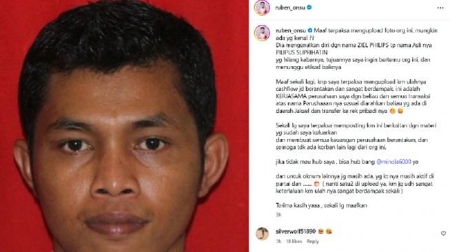 Sosok Ziel Philips alias Pilipus Suprihatin, lelaki yang menipu Ruben Onsu hingga Rp5,5 miliar. [Instagram]