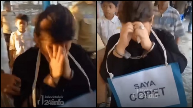 Efek Jera ala Tanah Abang: Pencuri iPhone Diarak Sambil Dikalungi Tulisan 'Saya Copet'