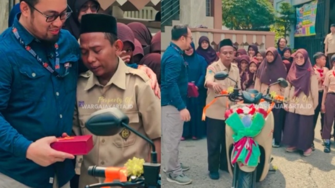 Haru! Guru Honorer Kayuh Sepeda 10 KM dari Jakbar ke Jakut, Kini Dapat Hadiah Motor
