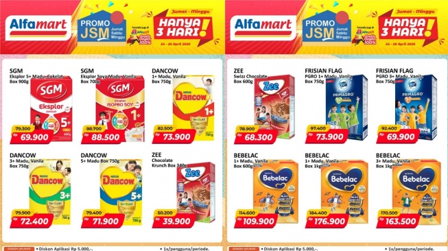 Promo JSM Alfamart 26 April 2026, Banjir Diskon Susu Anak dan Kebutuhan Dapur