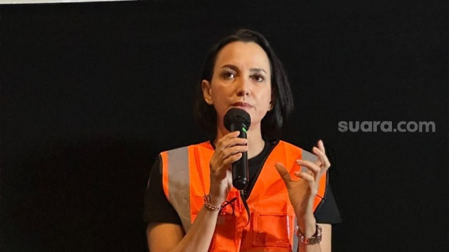 Konferensi pers film Tumbal Proyek di kawasan Cikini, Jakarta Pusat pada Kamis, 23 April 2026. [Suara.com/Tiara Rosana]